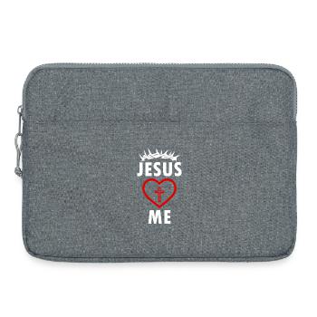 Jésus m’aime - Sacoche pour ordinateur portable 15 pouces - gris chiné - Devant