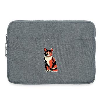 Vintage-Calico-Trikolore-Katzenporträt sitzend - Laptoptasche 15" - Grau meliert - Vorne