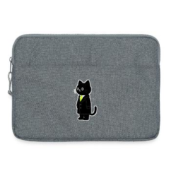 Cartoon cat in suit with neon green tie - Laptop bag 15" - heather grey - Front