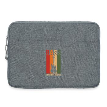 Bass I Destroy Silence Retro Bassist Shirt - Laptop bag 15" - heather grey - Front