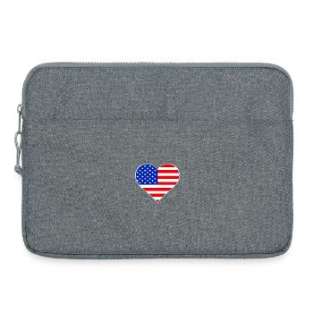 American Flag Heart - Laptop bag 15" - heather grey - Front