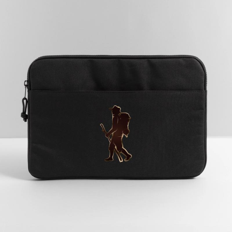 Pilger oder Wanderer mit Wanderstab & Rucksack Laptoptasche 15"