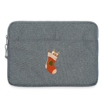 Chat en bas de Noël - Sacoche pour ordinateur portable 15 pouces - gris chiné - Devant