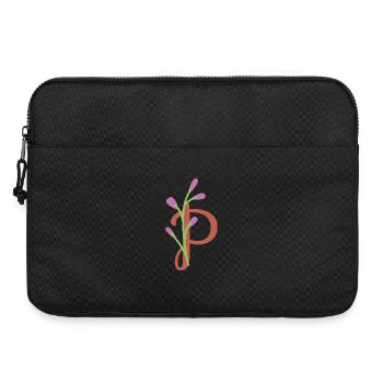 Elegant letter 'P' with flowers - Laptop bag 15" - black - Front