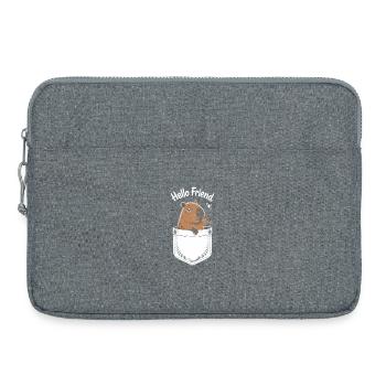 Motif ludique de capybara avec salutation - Sacoche pour ordinateur portable 15 pouces - gris chiné - Devant