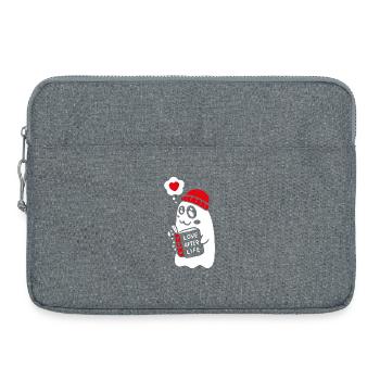Mignon fantôme lecture livre romantique - Sacoche pour ordinateur portable 15 pouces - gris chiné - Devant