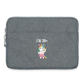 J'Ai 39 Plus 1 Licorne Humour Anniversaire Femme  - Sacoche pour ordinateur portable 15 pouces - gris chiné - Devant