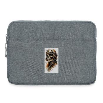 Skelettpilot im Steampunk-Style - Laptoptasche 15" - Grau meliert - Vorne