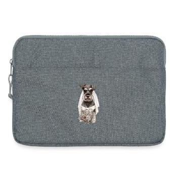 La mariée schnauzer aux fleurs - Sacoche pour ordinateur portable 15 pouces - gris chiné - Devant