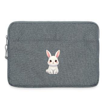 White rabbit with pink ears - Laptop bag 15" - heather grey - Front