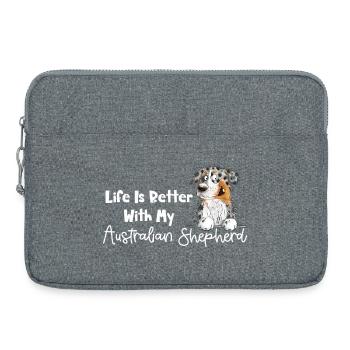Drôle de berger australien bleu merle - Sacoche pour ordinateur portable 15 pouces - gris chiné - Devant