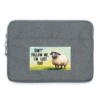 Schaf "Don t follow me - i m lost too!" - Laptoptasche 15" - Grau meliert - Vorne