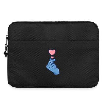 Kpop Musique coréenne Doigts mignons Cœur Amour Corée - Sacoche pour ordinateur portable 15 pouces - noir - Devant