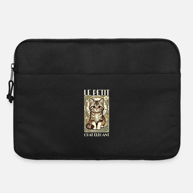 Le Petit Chat Élégant – Jugendstil Katze - Laptoptasche 15" - Schwarz
