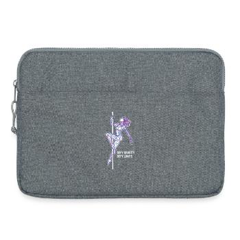 Art en ligne de pole dance – Cadeau de la femme forte - Sacoche pour ordinateur portable 15 pouces - gris chiné - Devant