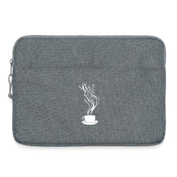 Un visage et une tasse de café - Sacoche pour ordinateur portable 15 pouces - gris chiné - Devant