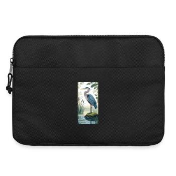 Young grey heron in nature design - Laptop bag 15" - black - Front