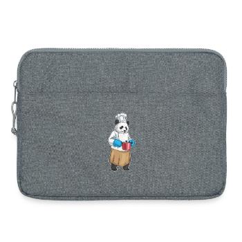 Panda Koch Kochtopf Kochen - Laptoptasche 15" - Grau meliert - Vorne
