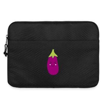 Kawaii,Aubergine,violet, fruits, légumes, végétalien, - Sacoche pour ordinateur portable 15 pouces - noir - Devant