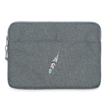 Kunstvolle Vogel Feder im Ethno Stil - Laptoptasche 15" - Grau meliert - Vorne