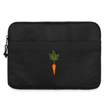 leuchtend orangefarbene Karotte mit Grün - Laptoptasche 15" - Schwarz - Vorne