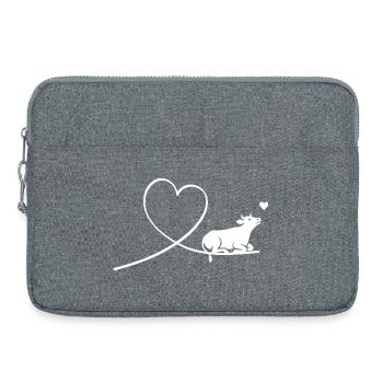 Cow with Heart Silhouette Animal Welfare Vegan - Laptop bag 15" - heather grey - Front