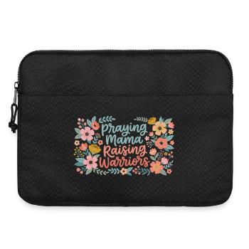 Praying Mama Raising Warriors | Style Floral Rétro - Sacoche pour ordinateur portable 15 pouces - noir - Devant