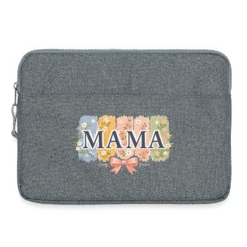 MAMA Bandes Florales et Nœud Rose Rétro - Sacoche pour ordinateur portable 15 pouces - gris chiné - Devant
