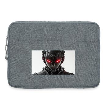 Futuristic robot with red glowing eyes - Laptop bag 15" - heather grey - Front