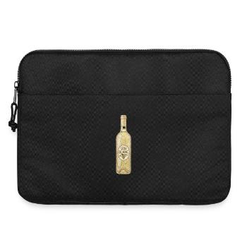 Bouteille de vin blanc dans un aspect brodé (imprimé) - Sacoche pour ordinateur portable 15 pouces - noir - Devant