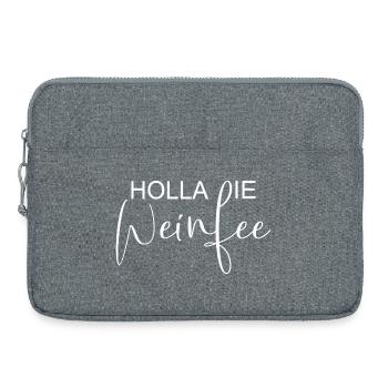 Weißwein Rotwein JGA Vino Wein - Holla die Weinfee - Laptoptasche 15" - Grau meliert - Vorne