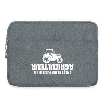agriculteur, fermier, paysan, tracteur - Sacoche pour ordinateur portable 15 pouces - gris chiné - Devant