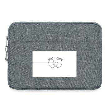 Herzige Fußabdrücke mit Herz-Detail - Laptoptasche 15" - Grau meliert - Vorne