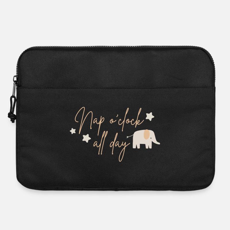 Nap o'clock all day, elephant beige - Laptop bag 15" - black