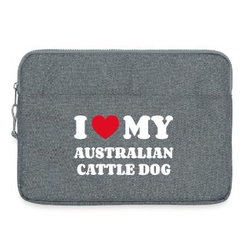 J’adore mon propriétaire de chien de bétail australien - Sacoche pour ordinateur portable 15 pouces - gris chiné - Devant