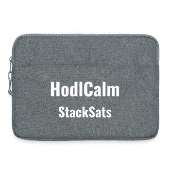 HodlCalm StackSats - Bitcoin Crypto Saying - Laptop bag 15" - heather grey - Front