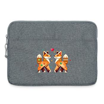 Two foxes in gingerbread style as a Christmas motif - Laptop bag 15" - heather grey - Front