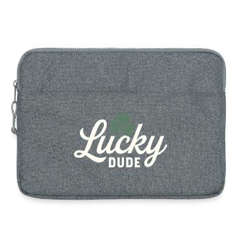 Glücklicher Typ mit Vierblattklee - Laptoptasche 15" - Grau meliert - Vorne