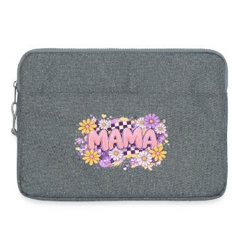 MAMA Retro-Schachbrett- und Pastellblumen | Chic - Laptoptasche 15" - Grau meliert - Vorne