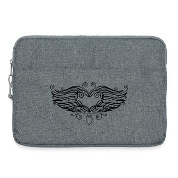 Coeur de tatouage en filigrane avec des ailes. - Sacoche pour ordinateur portable 15 pouces - gris chiné - Devant
