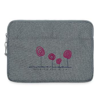 Dessiner le vent – Art floral abstrait - Sacoche pour ordinateur portable 15 pouces - gris chiné - Devant