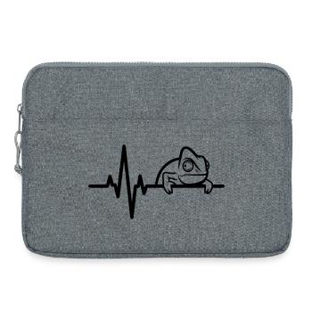 Caméléon dans le battement de cœur – motif lézard - Sacoche pour ordinateur portable 15 pouces - gris chiné - Devant