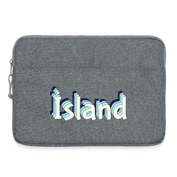 Island – 3D Tropen-Schriftzug - Laptoptasche 15" - Grau meliert - Vorne