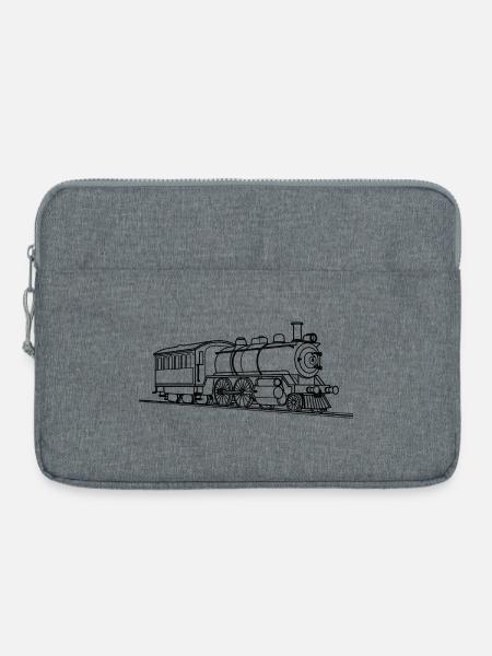 Lokomotive Zeichnung - Laptoptasche 15" - Grau meliert