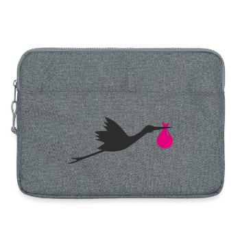 Klapperstorch Storch Mädchen rosa - Laptoptasche 15" - Grau meliert - Vorne
