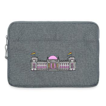 Der Bundestag in Berlin mit Regenbogenfahnen - Laptoptasche 15" - Grau meliert - Vorne