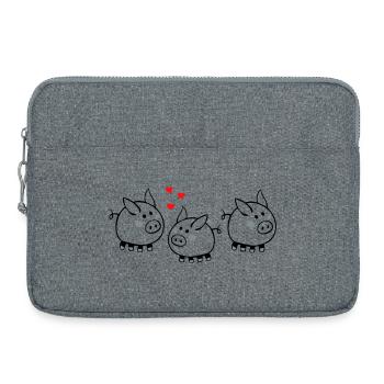 Piggy with hearts - Laptop bag 15" - heather grey - Front