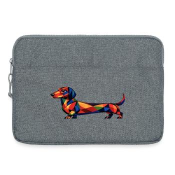 Teckel géométrique - Sacoche pour ordinateur portable 15 pouces - gris chiné - Devant