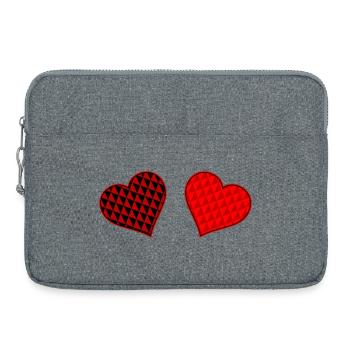 Duo Cœur Géométrique Rouge Noir - Sacoche pour ordinateur portable 15 pouces - gris chiné - Devant