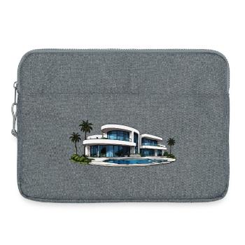Luxus Villa mit Rundpool - Laptoptasche 15" - Grau meliert - Vorne